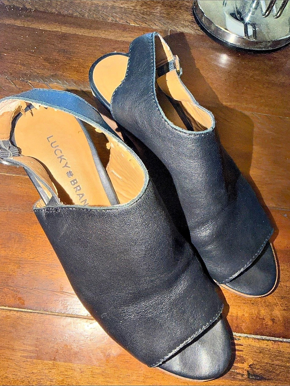 Lucky Brand Rhazy Slingback Heel Black Peep-Toe Heels